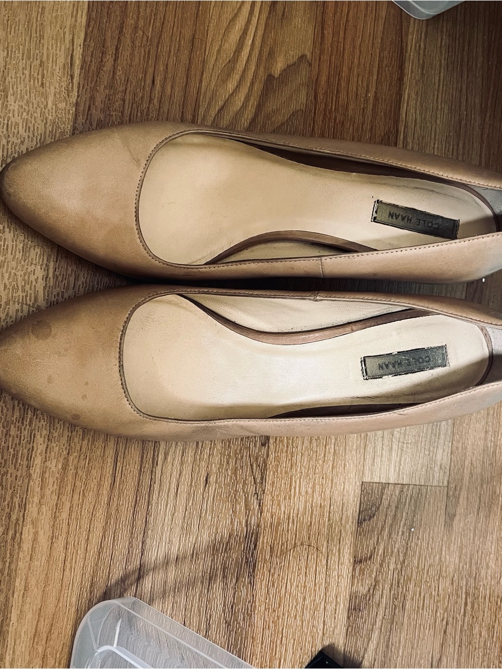 Cole Haan Nude/Tan Pointed-Toe Leather Flats